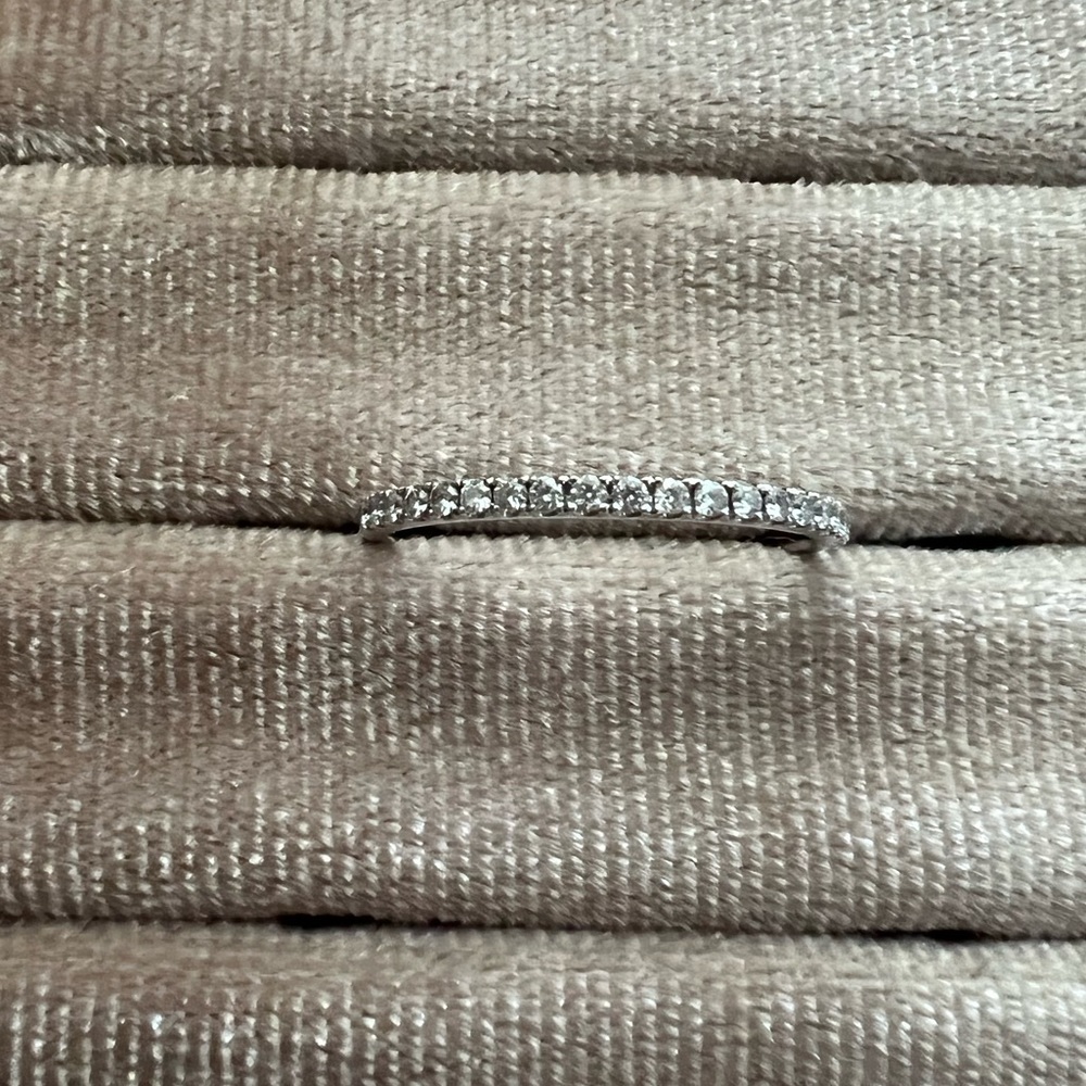 Thin 14K White Gold Diamond Wedding Band